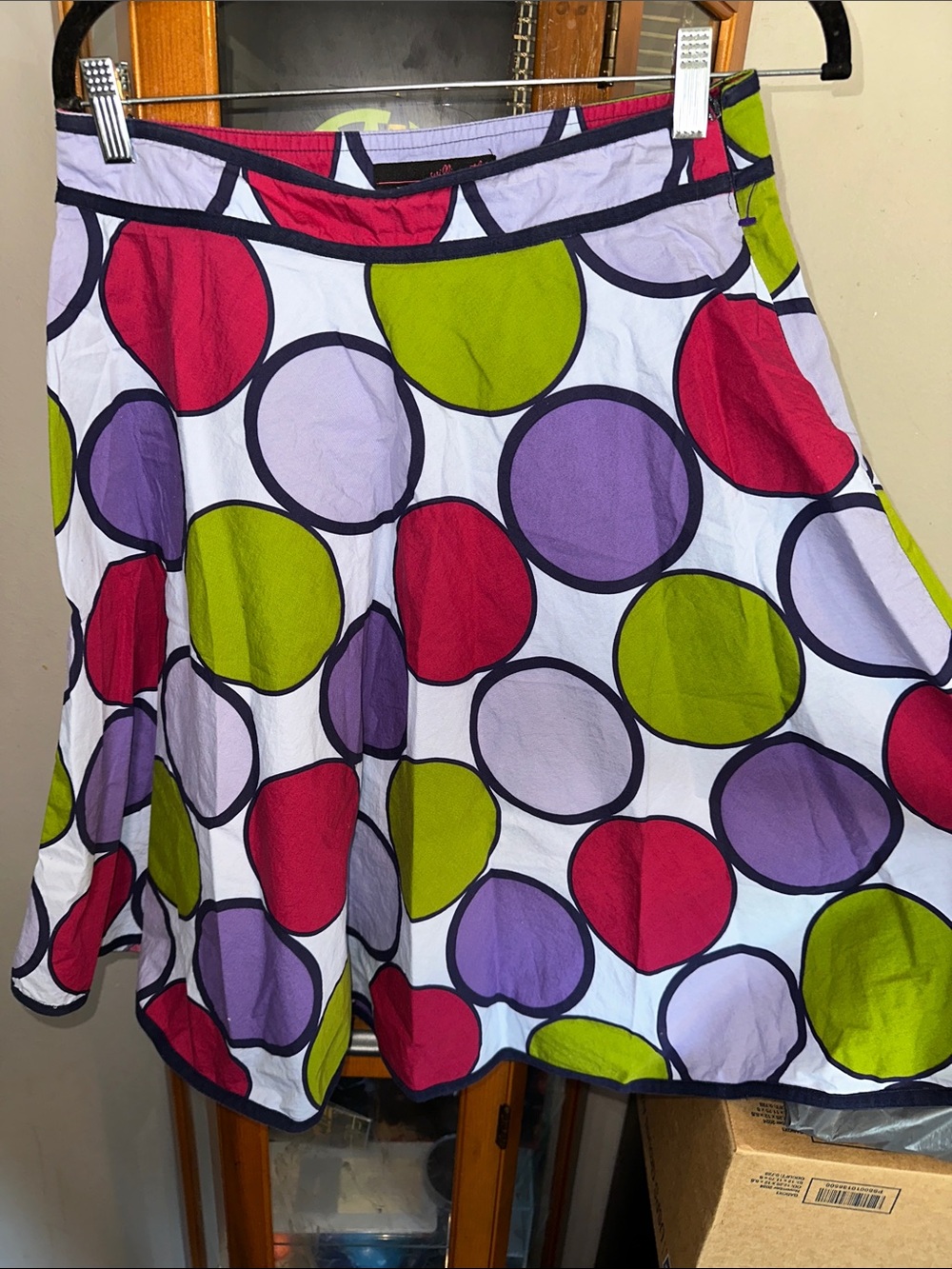 Willi Smith Multicolor Circle Print Skater Skirt